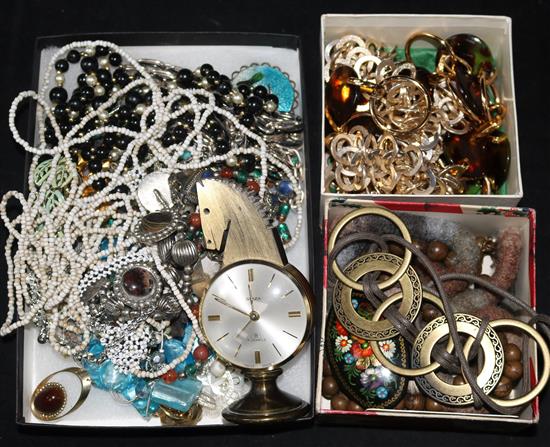 A collection of mixed costume jewellery including watches.